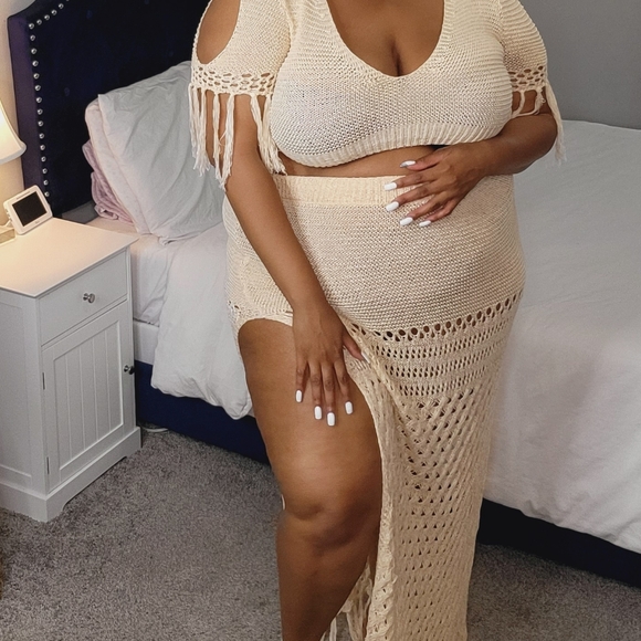 Crochet Skirt Set - Cream 3X - Picture 2 of 8
